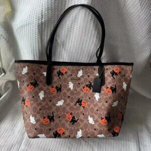 Coach City Tote With Halloween Print